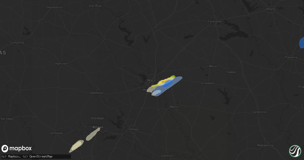 Hail map in Waco, TX on November 20, 2025