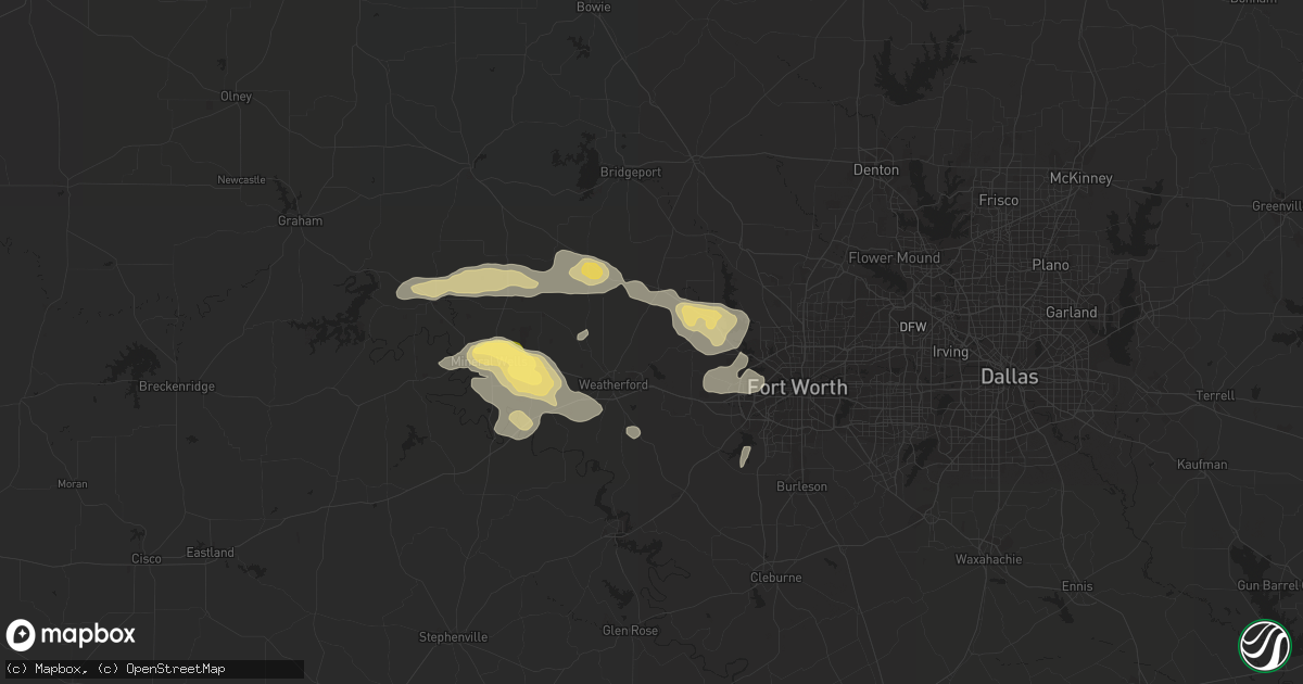 Hail map in Weatherford, TX on November 21, 2013