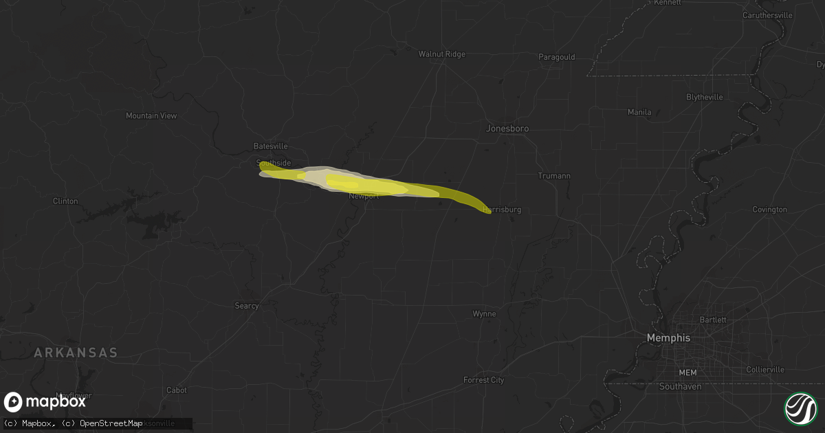 Hail map in Amagon, AR on November 21, 2021