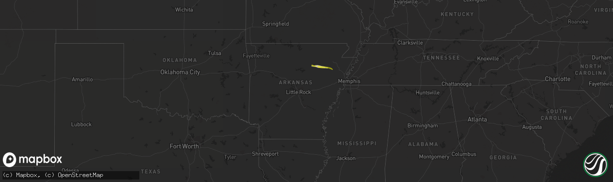 Hail map in Arkansas on November 21, 2021