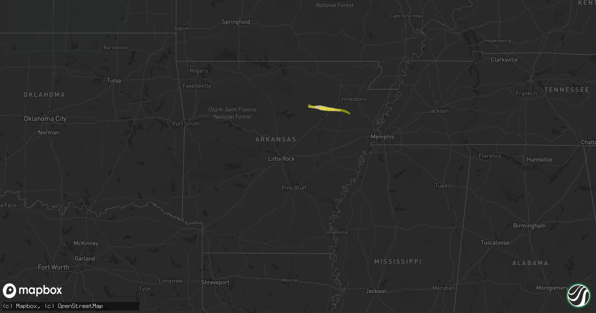 Hail map in Arkansas on November 21, 2021