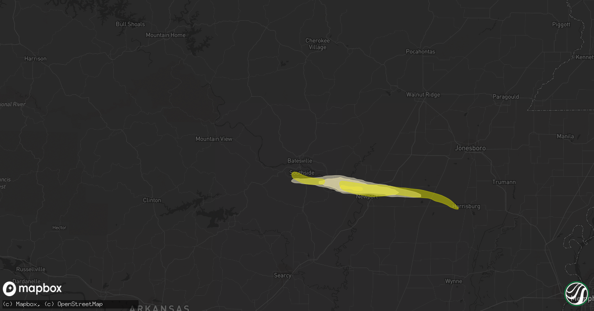 Hail map in Batesville, AR on November 21, 2021