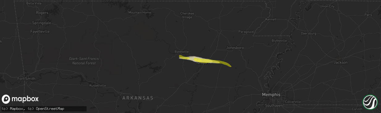 Hail map in Magness, AR on November 21, 2021