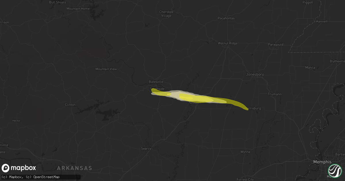 Hail map in Magness, AR on November 21, 2021