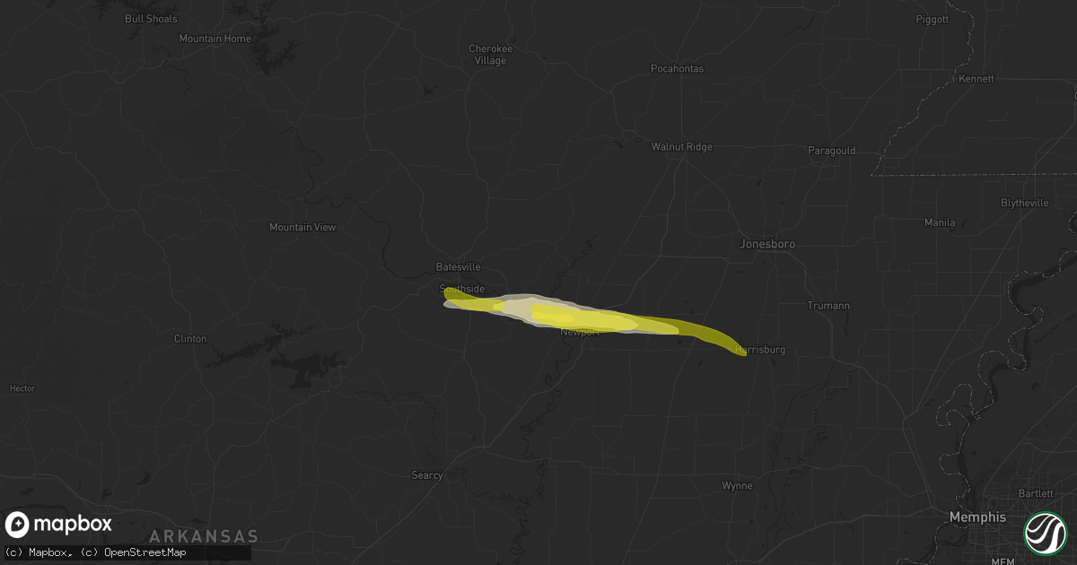 Hail map in Newark, AR on November 21, 2021