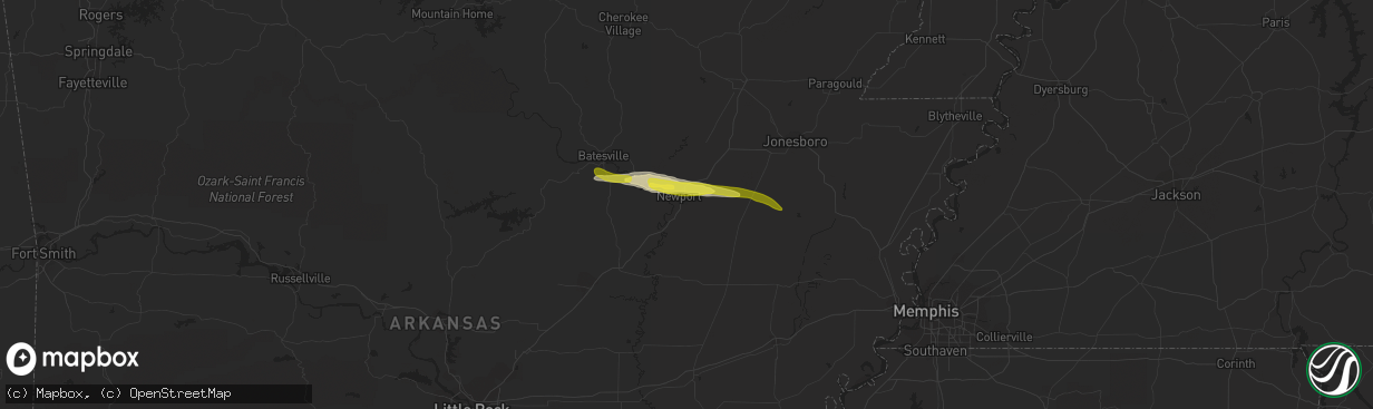 Hail map in Newport, AR on November 21, 2021