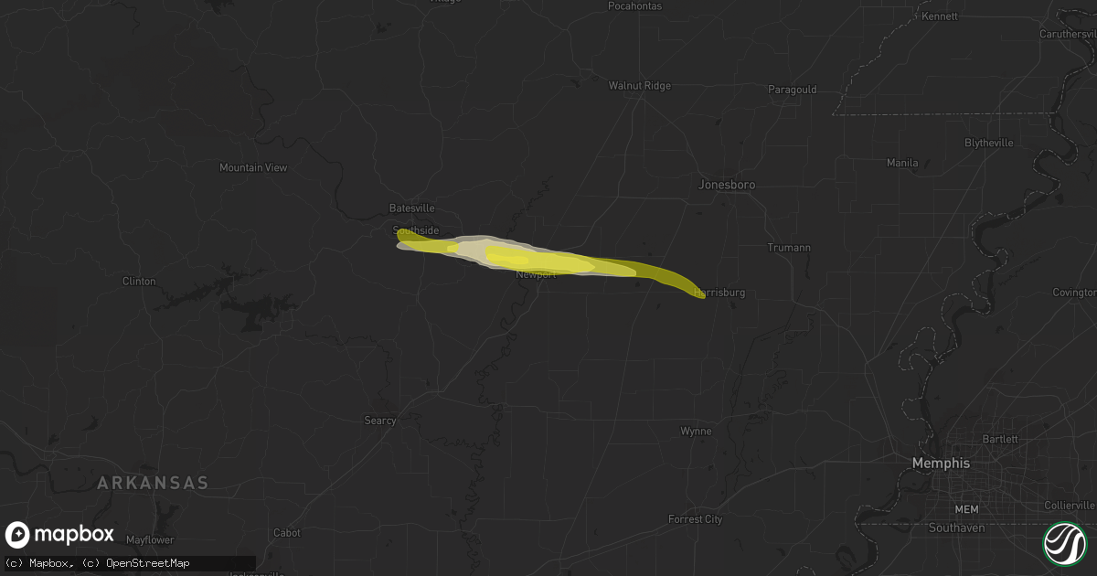 Hail map in Newport, AR on November 21, 2021