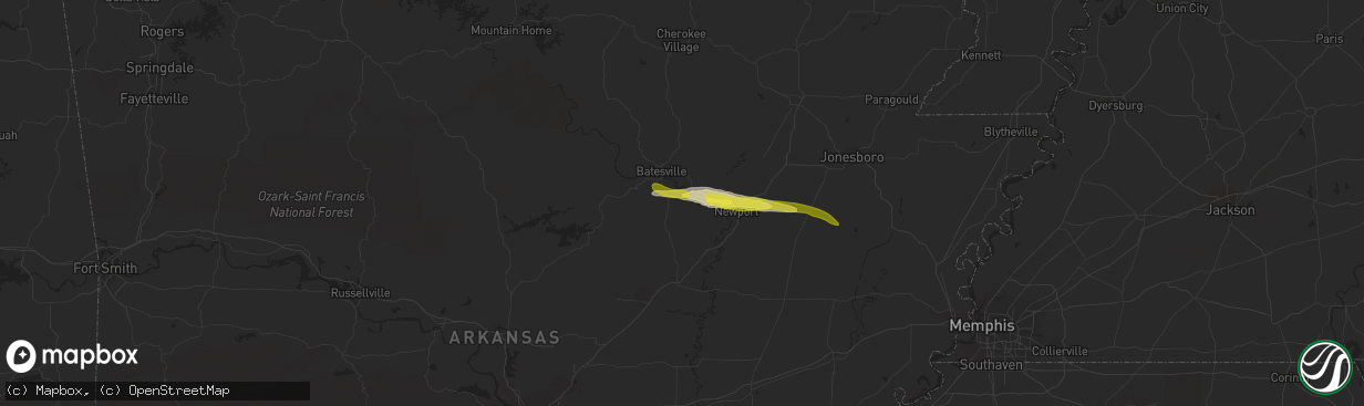 Hail map in Rosie, AR on November 21, 2021