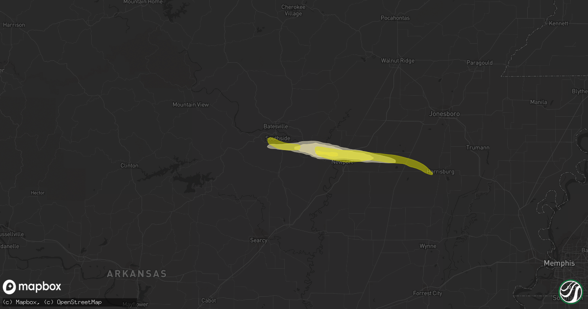Hail map in Rosie, AR on November 21, 2021