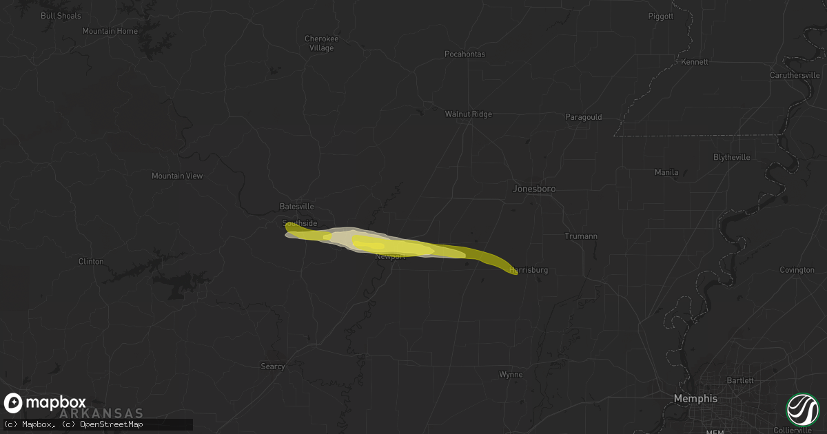 Hail map in Tuckerman, AR on November 21, 2021