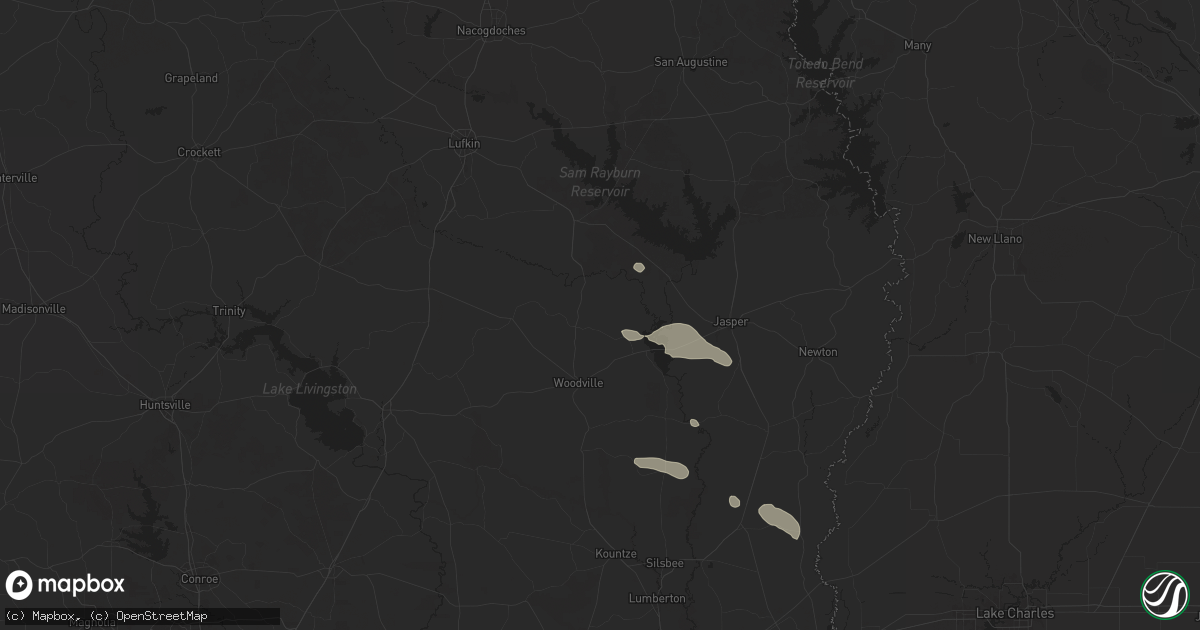 Hail map in Colmesneil, TX on November 21, 2025