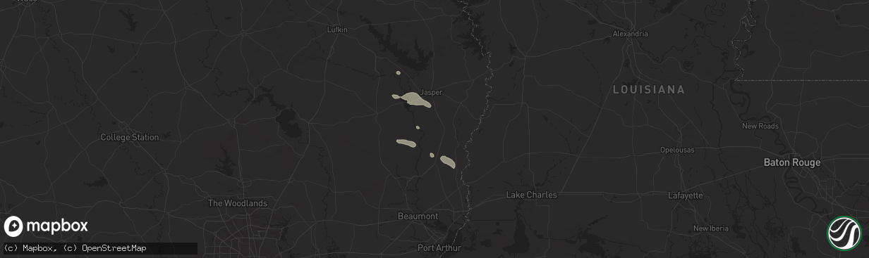 Hail map in Kirbyville, TX on November 21, 2025