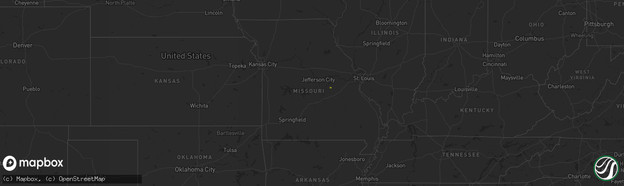 Hail map in Missouri on November 21, 2025