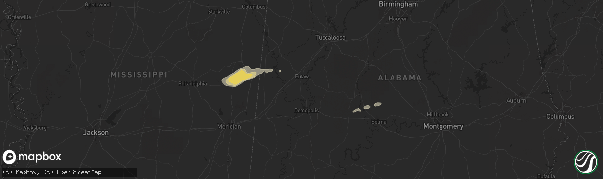 Hail map in Aliceville, AL on November 22, 2011