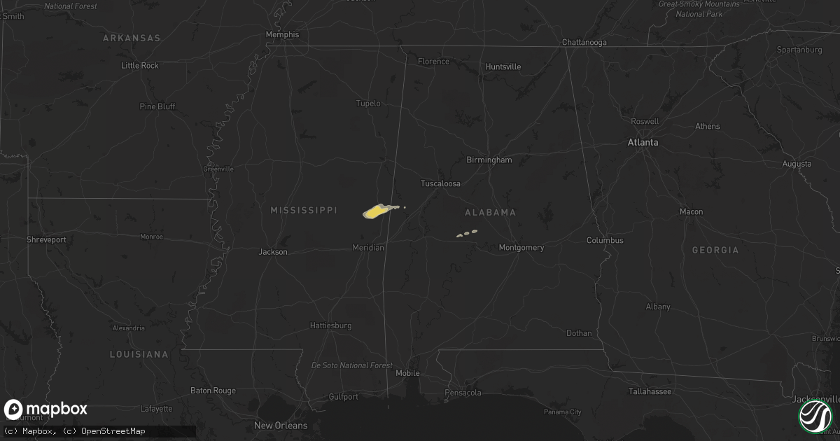 Hail map in Mississippi on November 22, 2011
