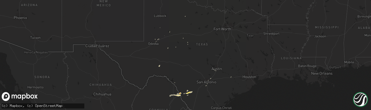 Hail map in Texas on November 22, 2014