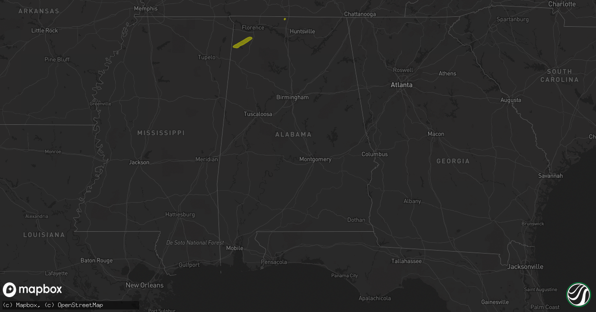 Hail map in Alabama on November 22, 2019