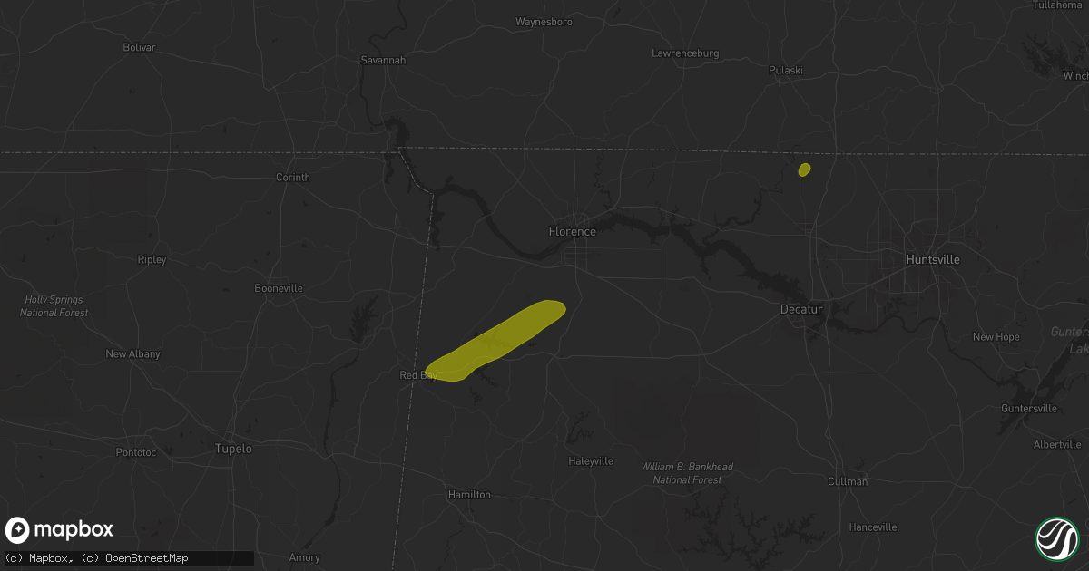 Hail map in Tuscumbia, AL on November 22, 2019