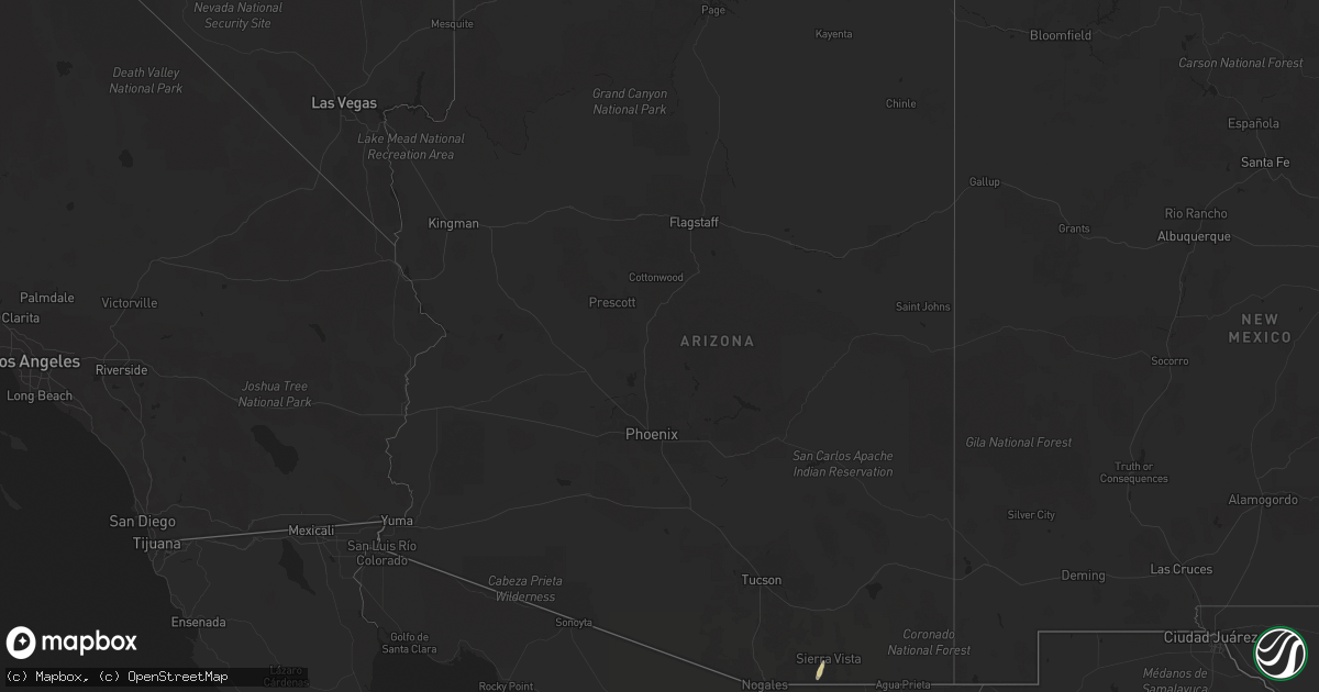 Hail map in Arizona on November 22, 2025