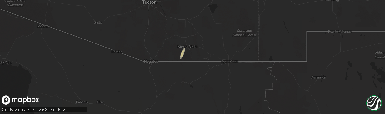 Hail map in Hereford, AZ on November 22, 2025