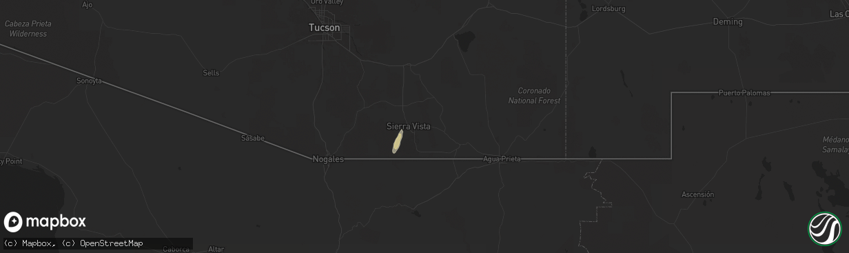 Hail map in Sierra Vista, AZ on November 22, 2025