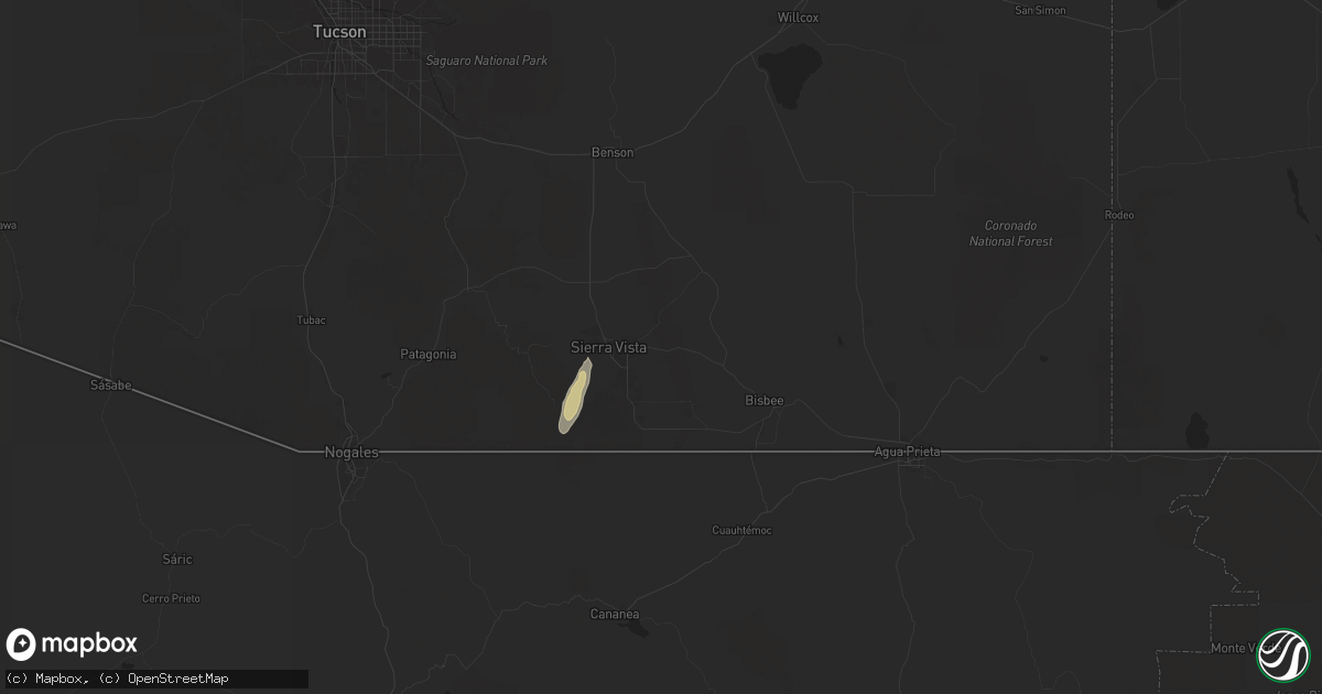 Hail map in Sierra Vista, AZ on November 22, 2025