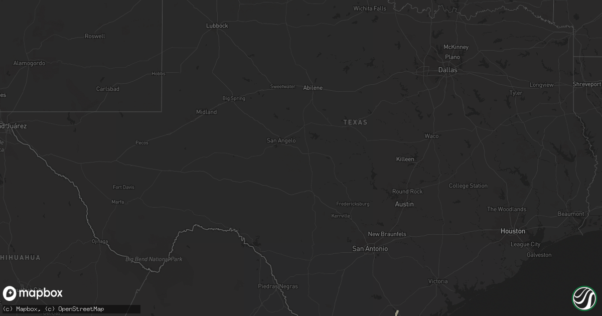 Hail map in Texas on November 22, 2025