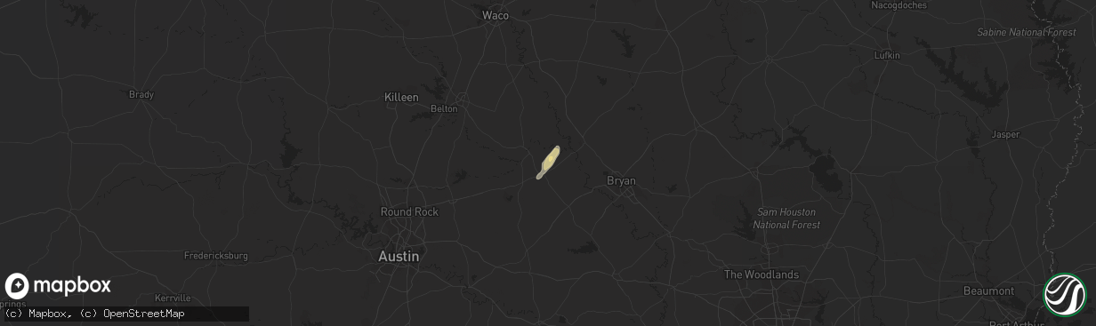 Hail map in Gause, TX on November 23, 2022