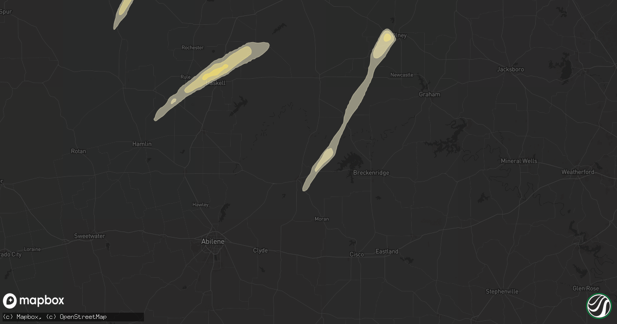 Hail map in Albany, TX on November 23, 2025
