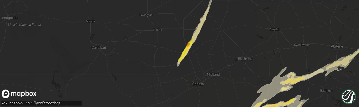 Hail map in Andrews, TX on November 23, 2025