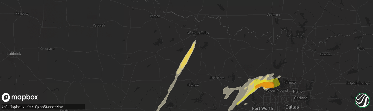 Hail map in Archer City, TX on November 23, 2025