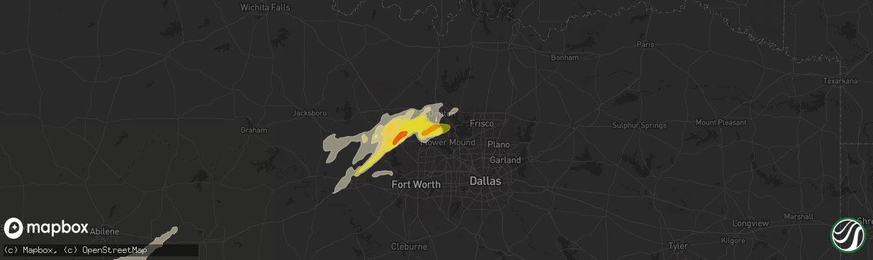 Hail map in Argyle, TX on November 23, 2025