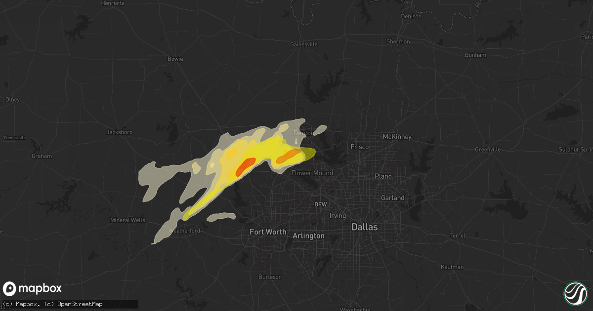 Hail map in Argyle, TX on November 23, 2025