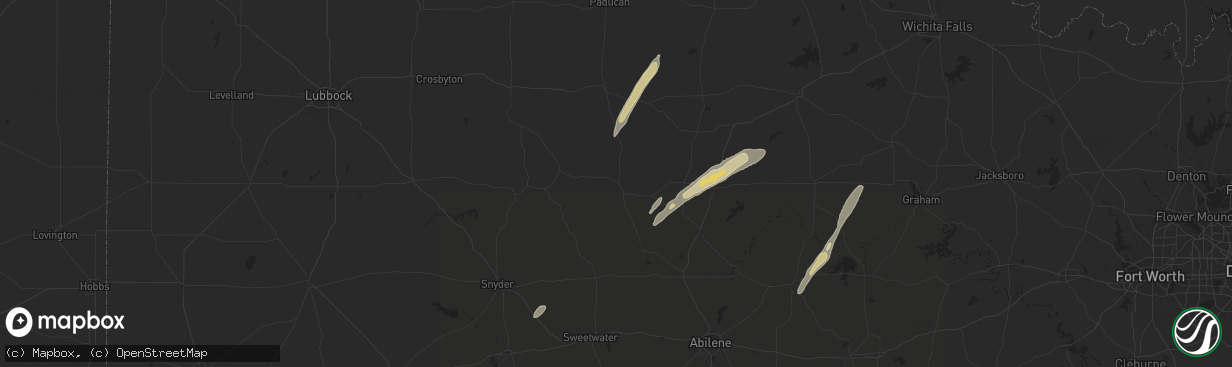 Hail map in Aspermont, TX on November 23, 2025