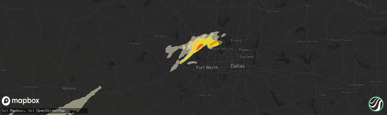 Hail map in Azle, TX on November 23, 2025