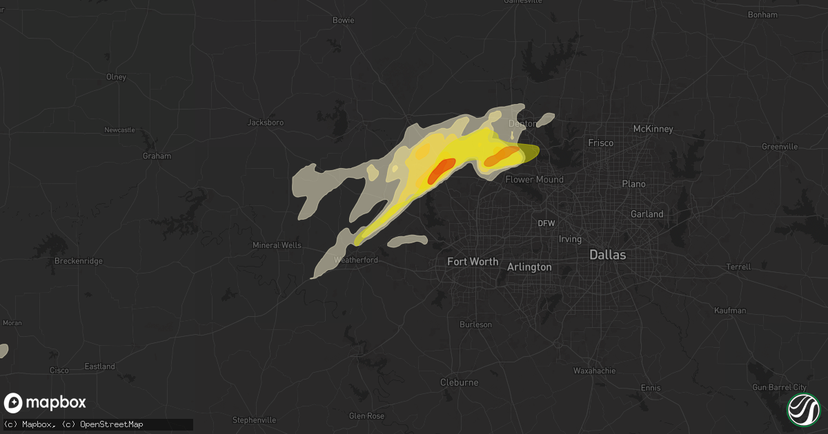 Hail map in Azle, TX on November 23, 2025