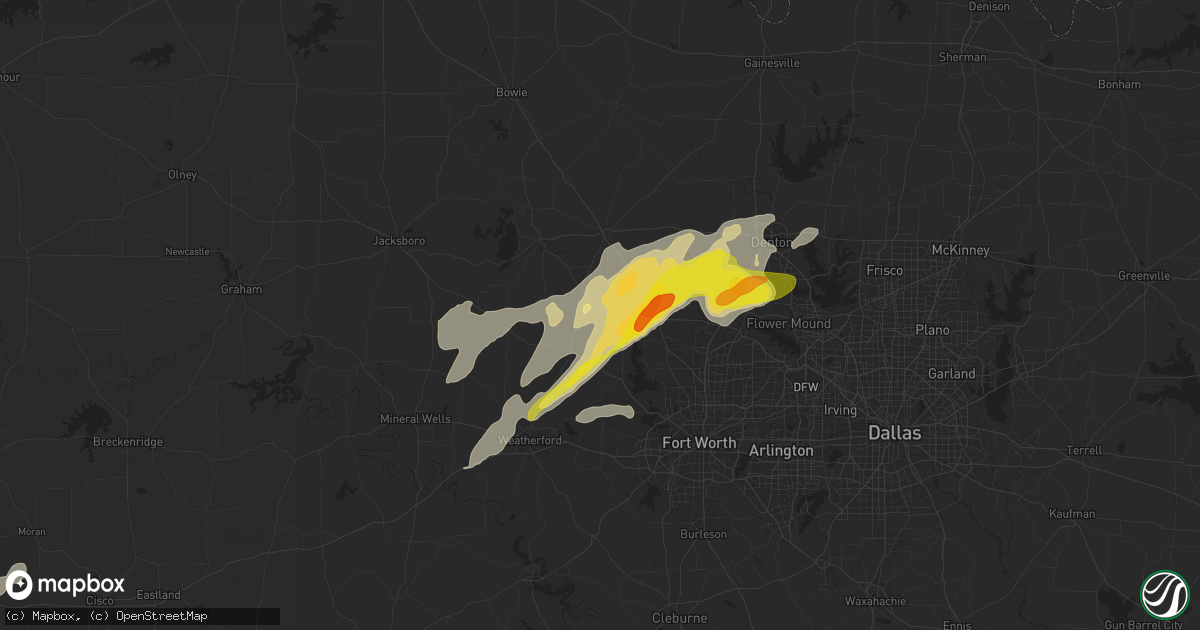Hail map in Boyd, TX on November 23, 2025