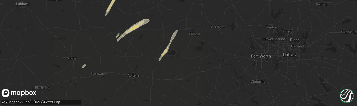 Hail map in Breckenridge, TX on November 23, 2025