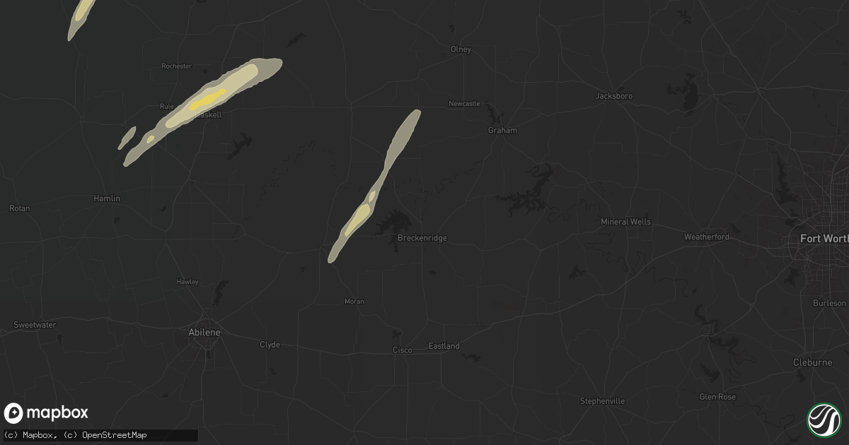 Hail map in Breckenridge, TX on November 23, 2025