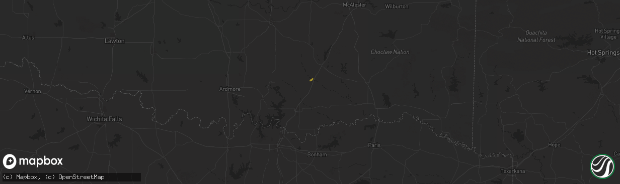 Hail map in Caddo, OK on November 23, 2025