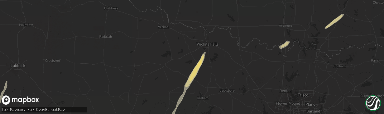 Hail map in Holliday, TX on November 23, 2025