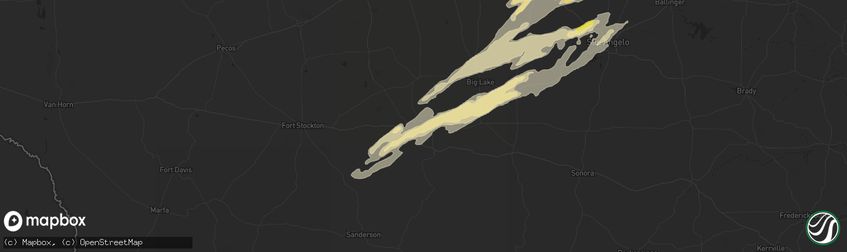 Hail map in Iraan, TX on November 23, 2025