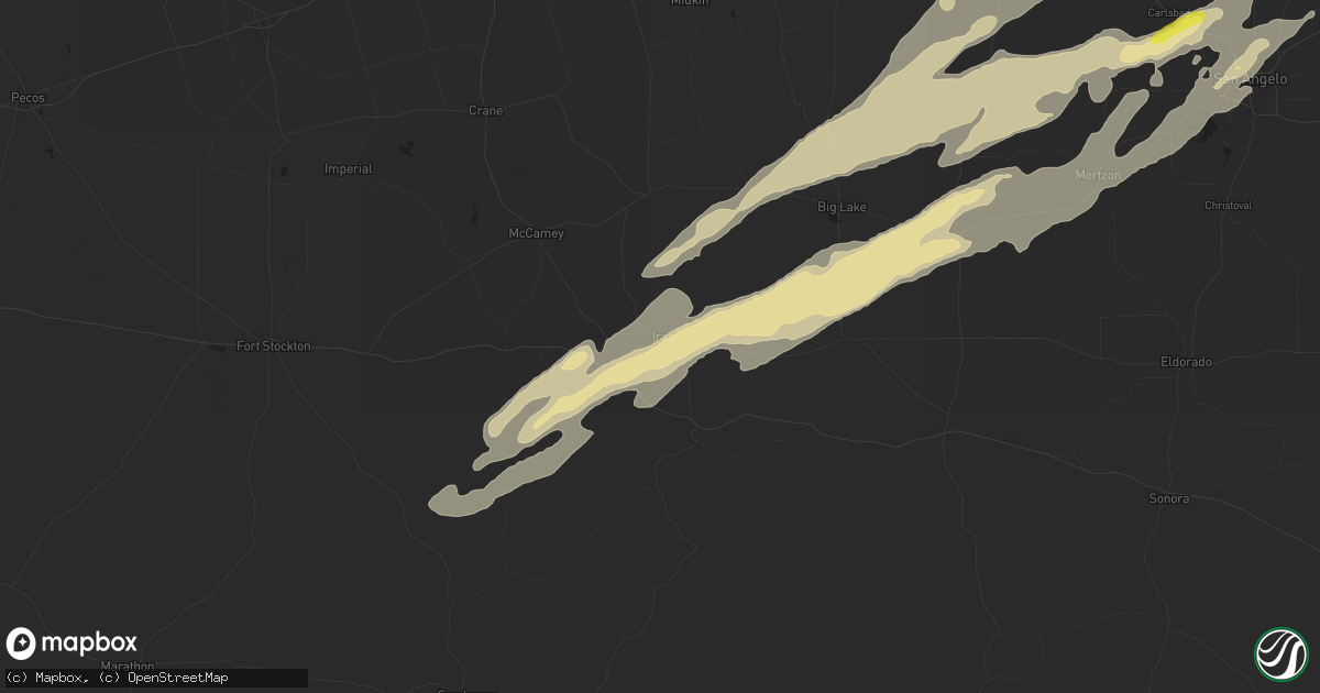 Hail map in Iraan, TX on November 23, 2025