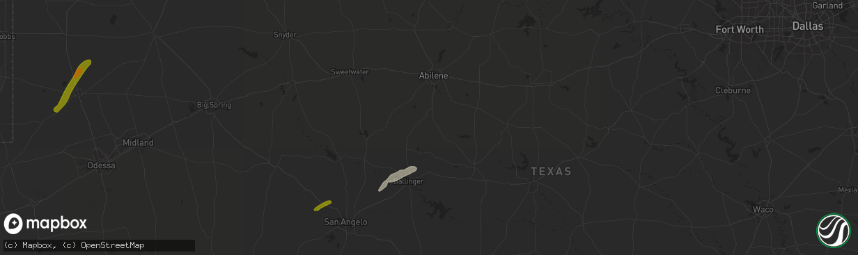 Hail map in Lawn, TX on November 23, 2025