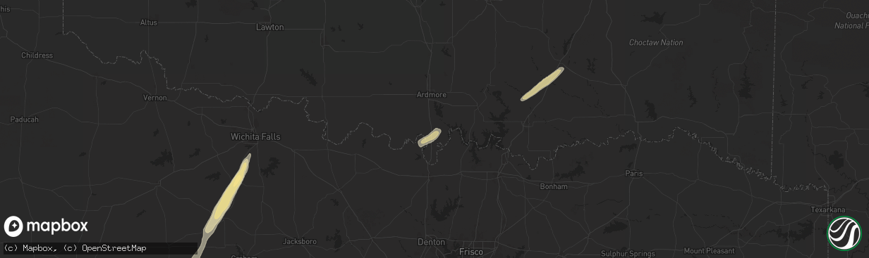 Hail map in Marietta, OK on November 23, 2025