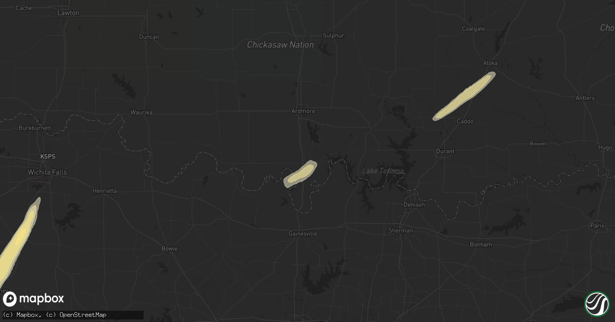 Hail map in Marietta, OK on November 23, 2025