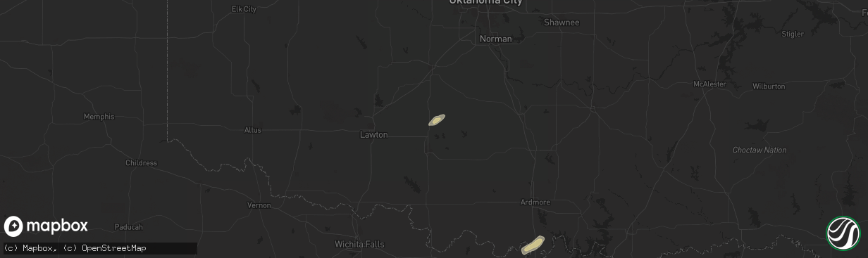 Hail map in Marlow, OK on November 23, 2025