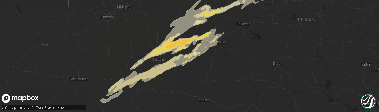 Hail map in Mertzon, TX on November 23, 2025