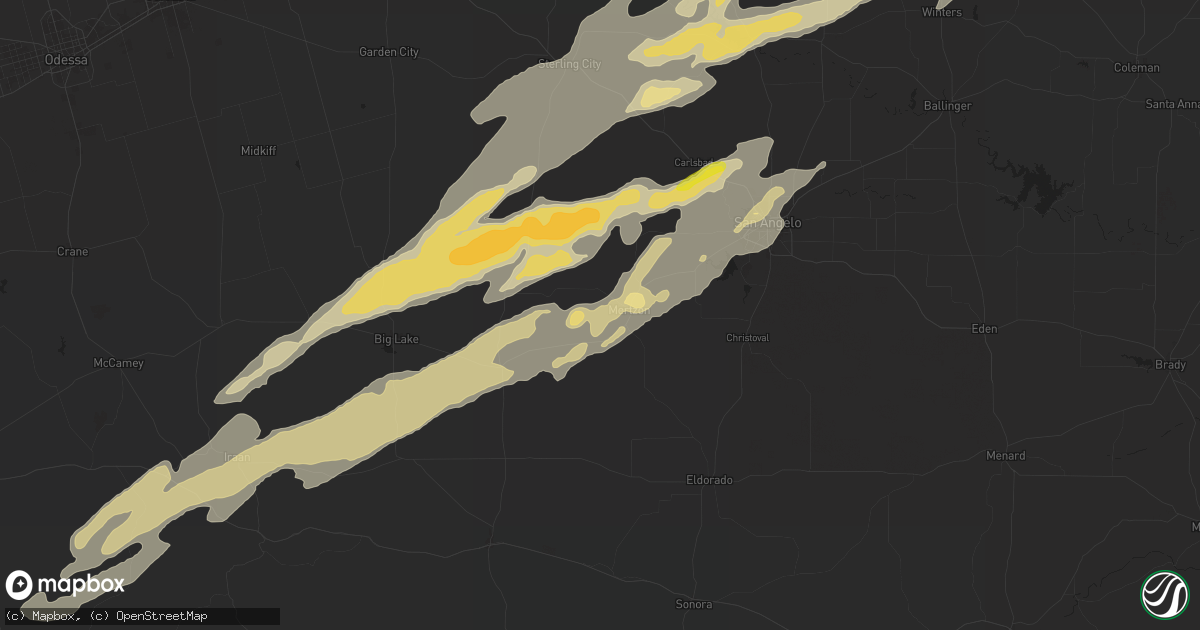 Hail map in Mertzon, TX on November 23, 2025