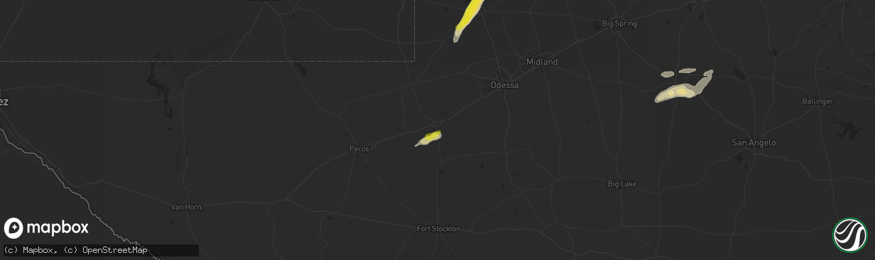 Hail map in Monahans, TX on November 23, 2025